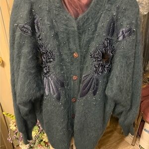 Elegant Teal Embellished Women's Sweater